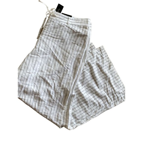 Lane Bryant Pants Trousers 14/16 NWT White Black Pinstripe Linen Blend Flare Hem - Picture 3 of 10